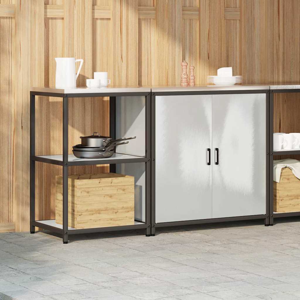 Kjøkkenoppbevaringssett med hylle 2 pcs Sølv 150 x 50 x 92 cm