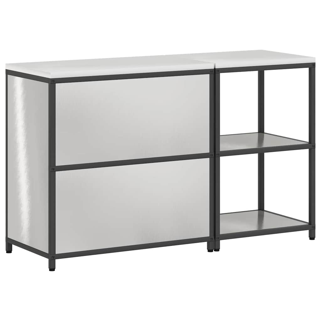 Kjøkkenoppbevaringssett med hylle 2 pcs Sølv 150 x 50 x 92 cm