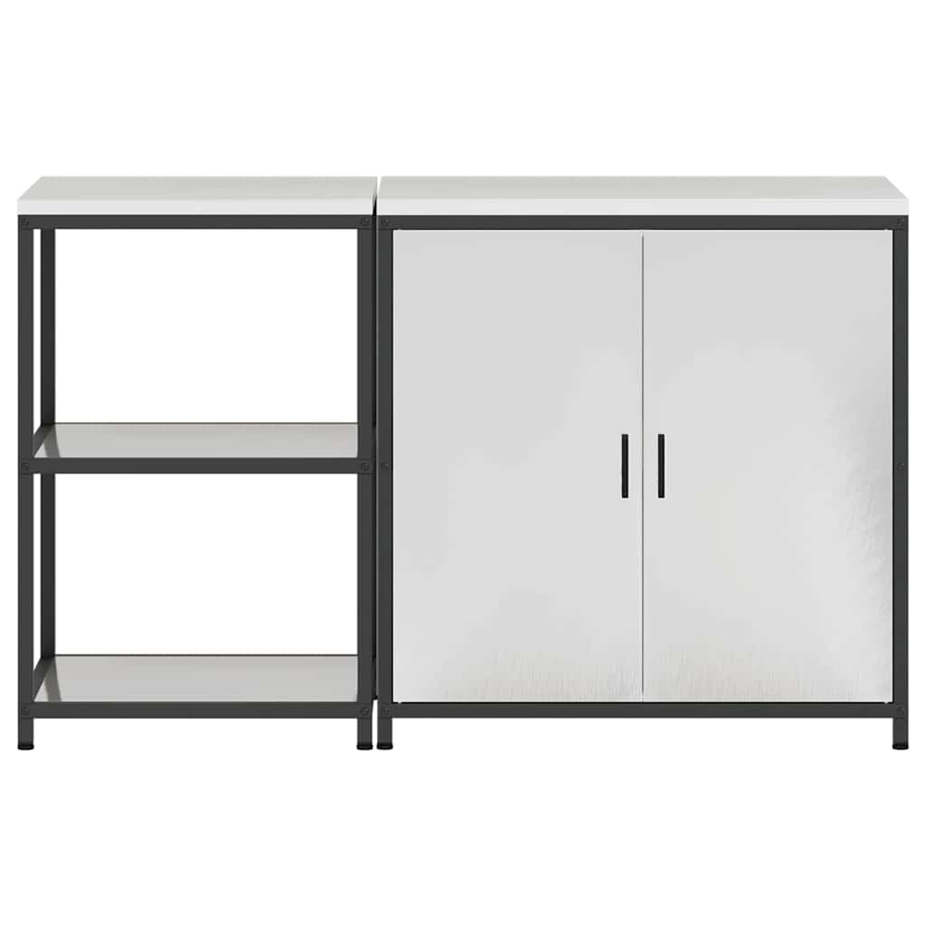 Kjøkkenoppbevaringssett med hylle 2 pcs Sølv 150 x 50 x 92 cm
