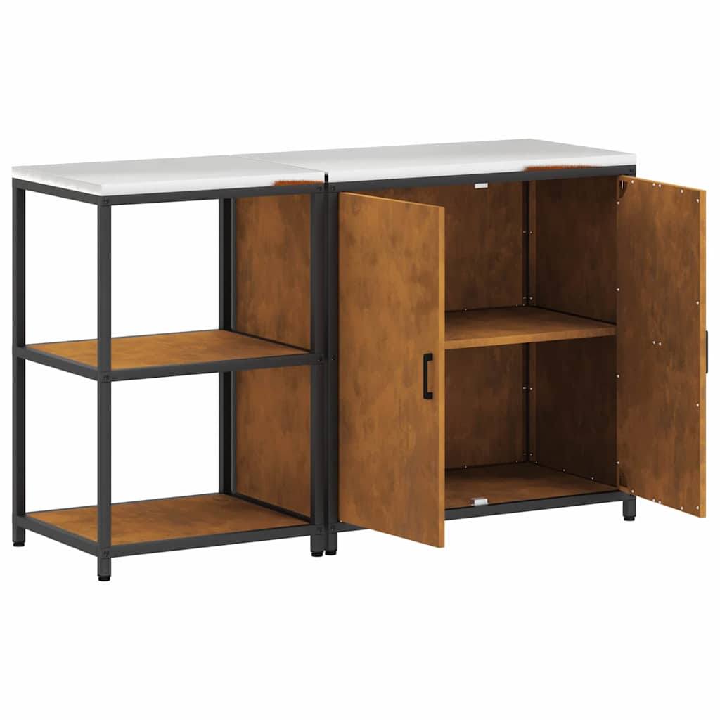 Kjøkkenoppbevaringssett med hylle 2 pcs Rusten 150 x 50 x 92 cm