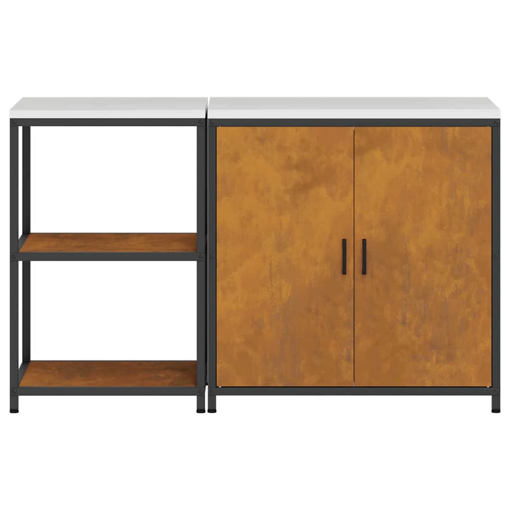 Kjøkkenoppbevaringssett med hylle 2 pcs Rusten 150 x 50 x 92 cm
