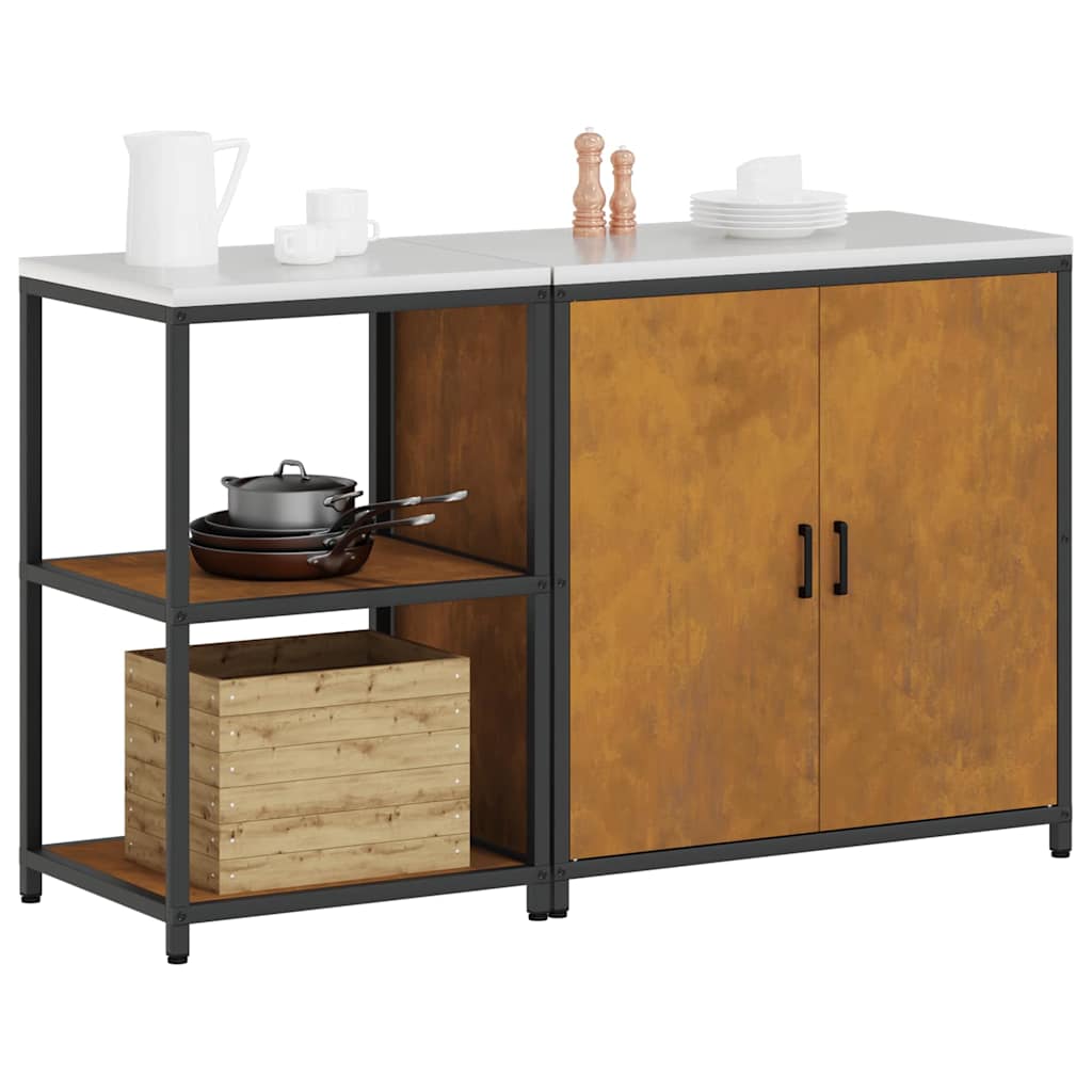 Kjøkkenoppbevaringssett med hylle 2 pcs Rusten 150 x 50 x 92 cm