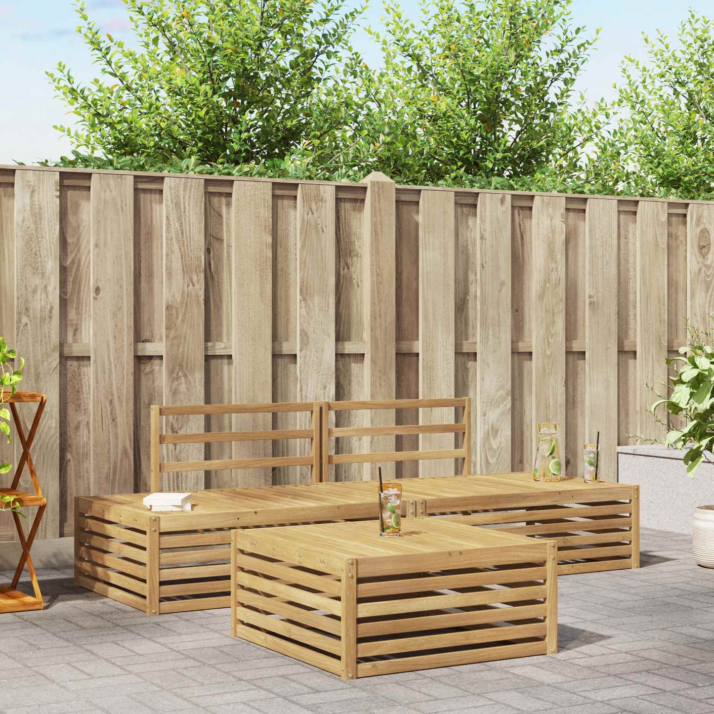 4 pcs Utendørs sofa-sett Hvit