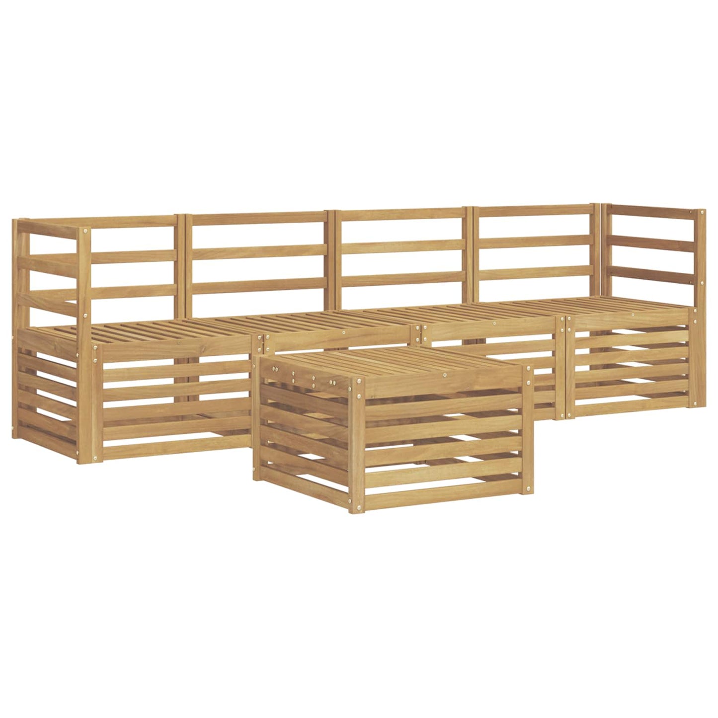 Utendørs sofa-sett 5 pcs Hvit Solid akasietre
