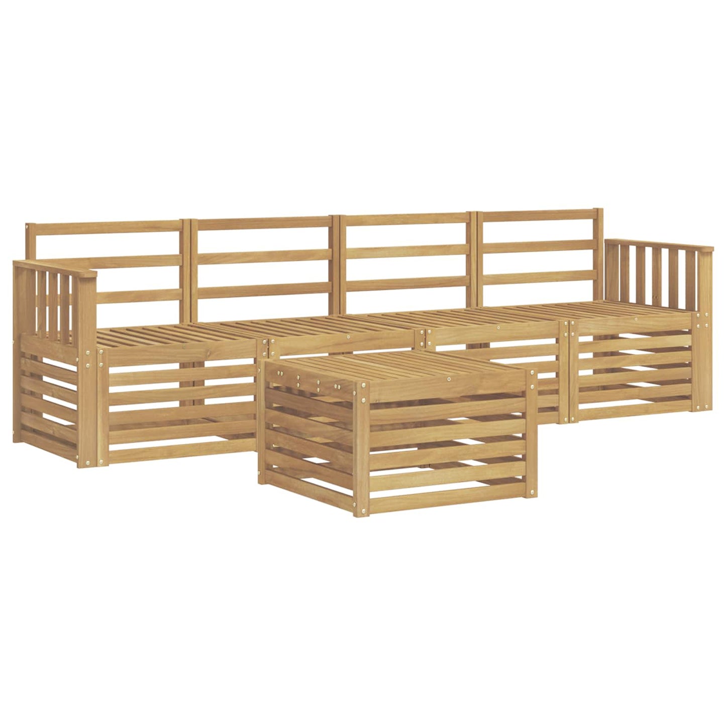 Utendørs sofa-sett 5 pcs Hvit Solid akasietre