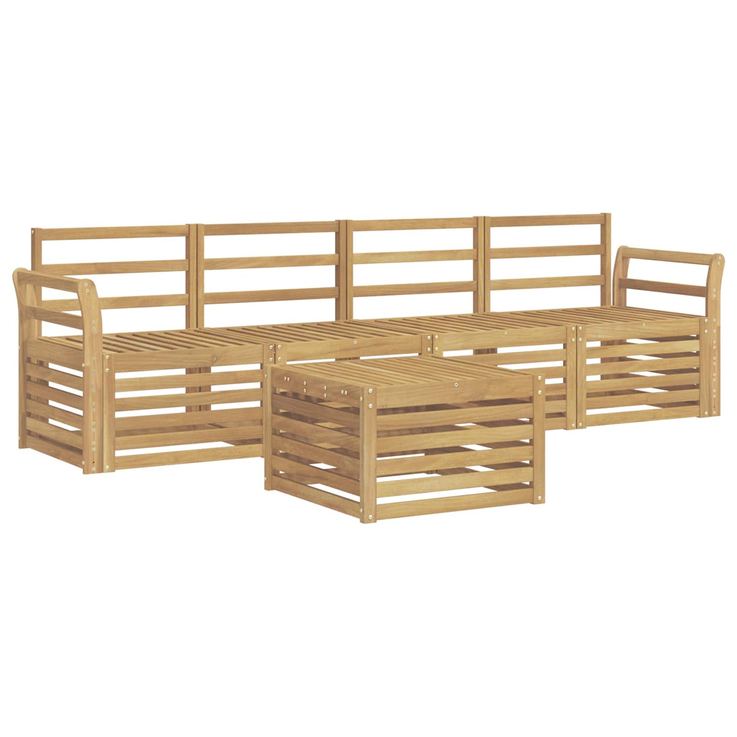 Utendørs sofa-sett 5 pcs Hvit Solid akasietre