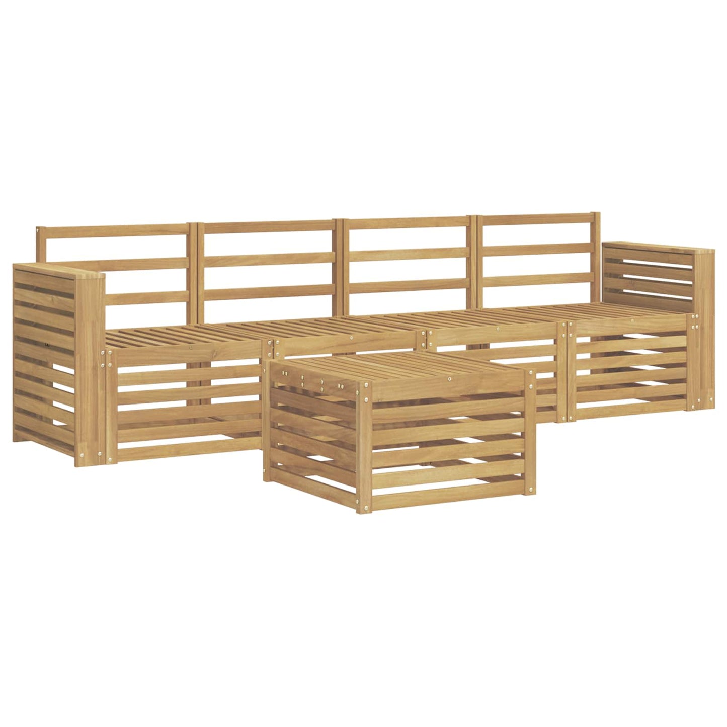 Utendørs sofa-sett 5 pcs Hvit Solid akasietre