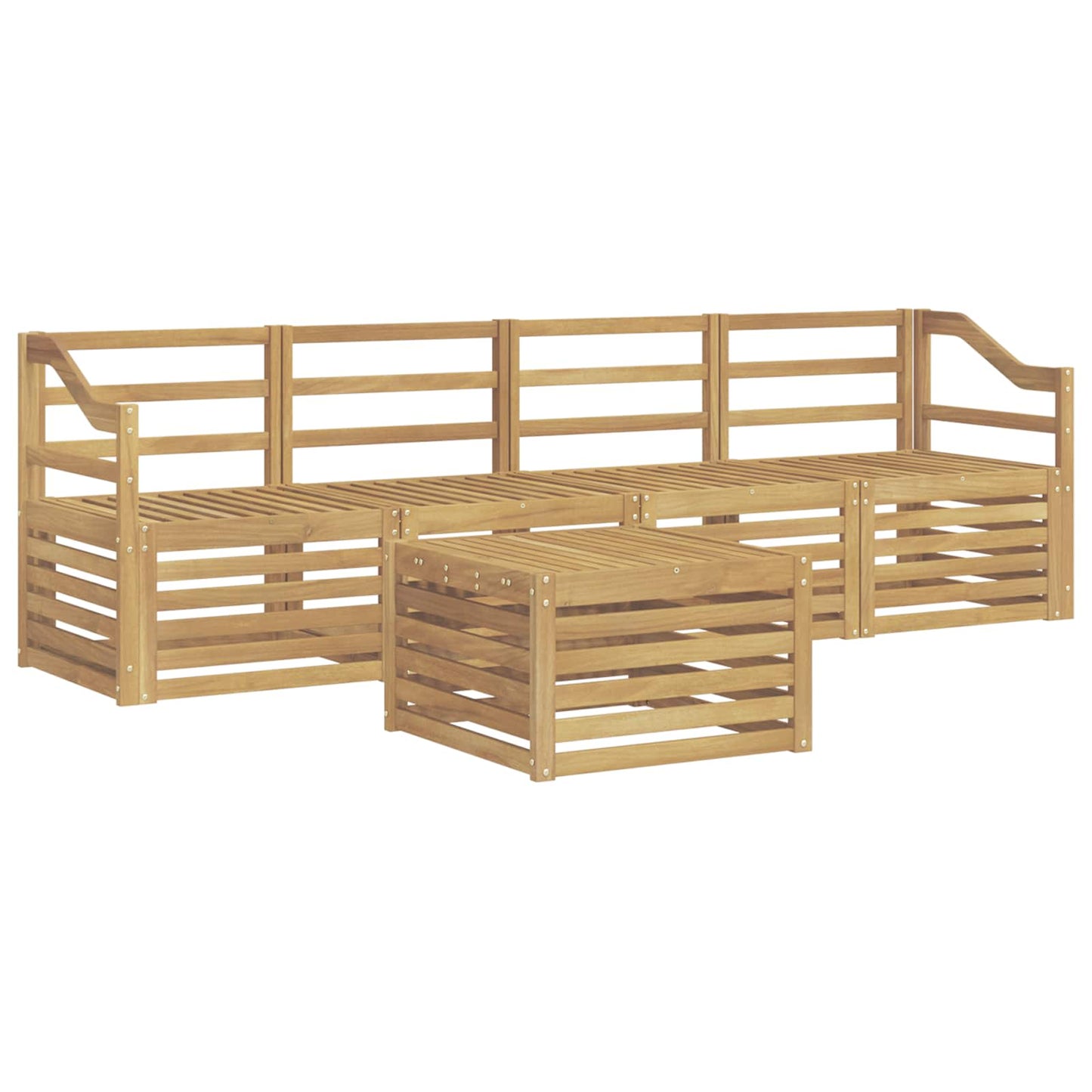 Utendørs sofa-sett 5 pcs Hvit Solid akasietre
