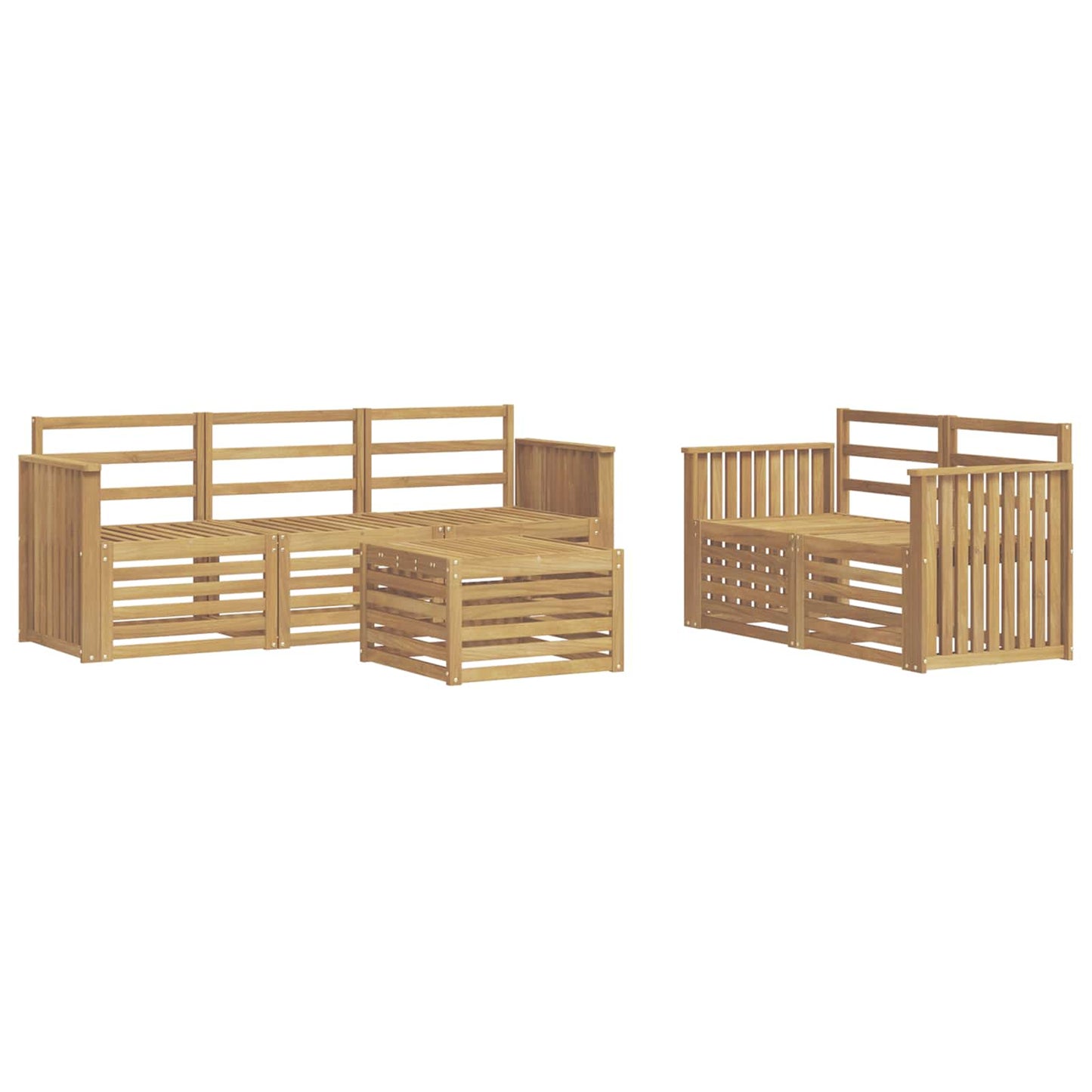 Utendørs sofa-sett 6 stk. Hvit Solid akasietre