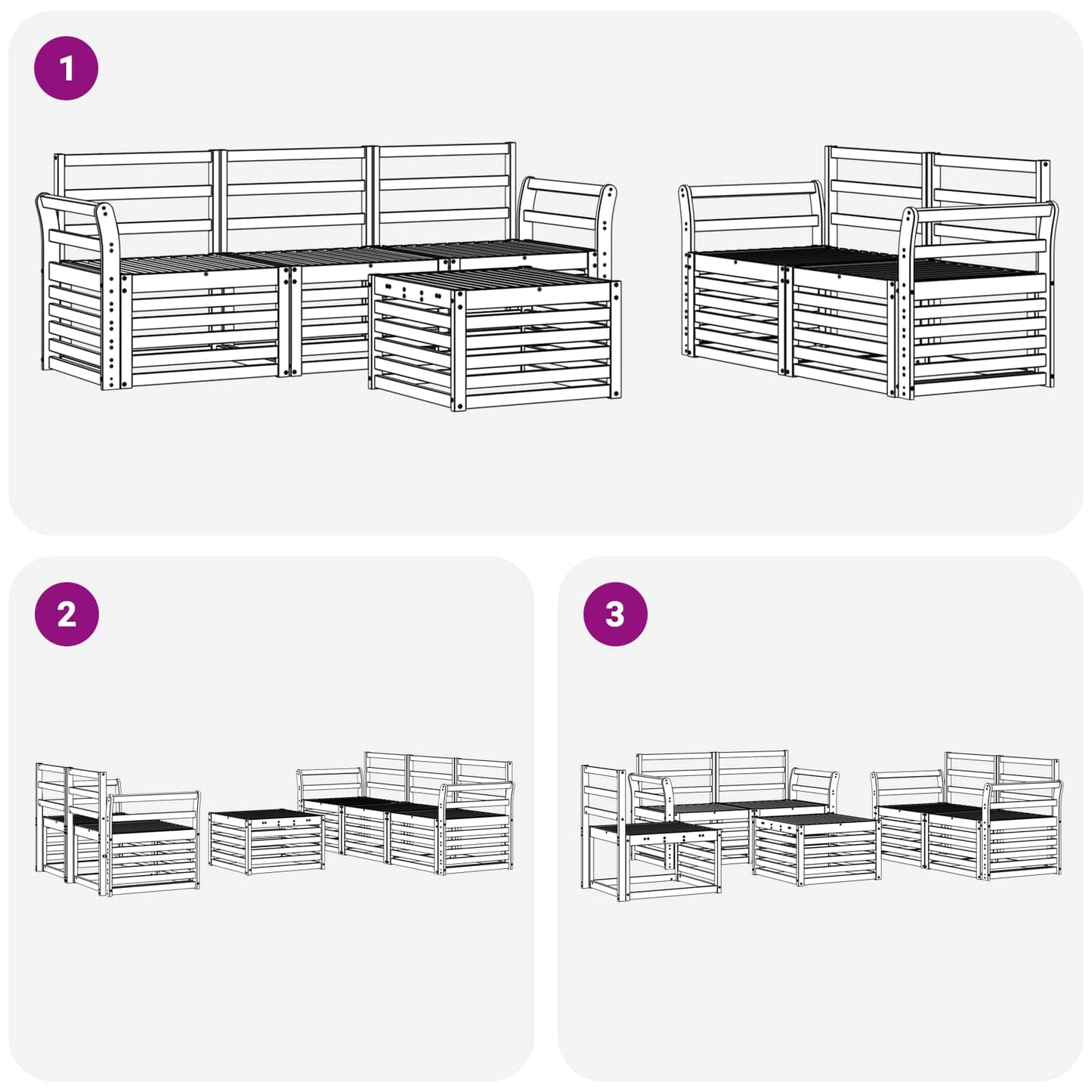 Utendørs sofa-sett 6 stk. Hvit Solid akasietre