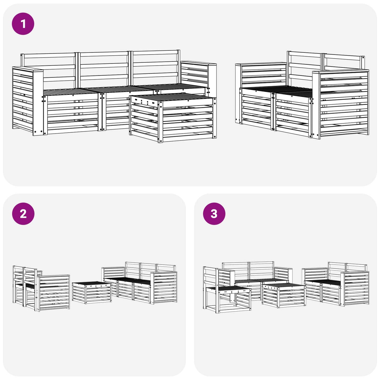 Utendørs sofa-sett 6 stk. Hvit Solid akasietre