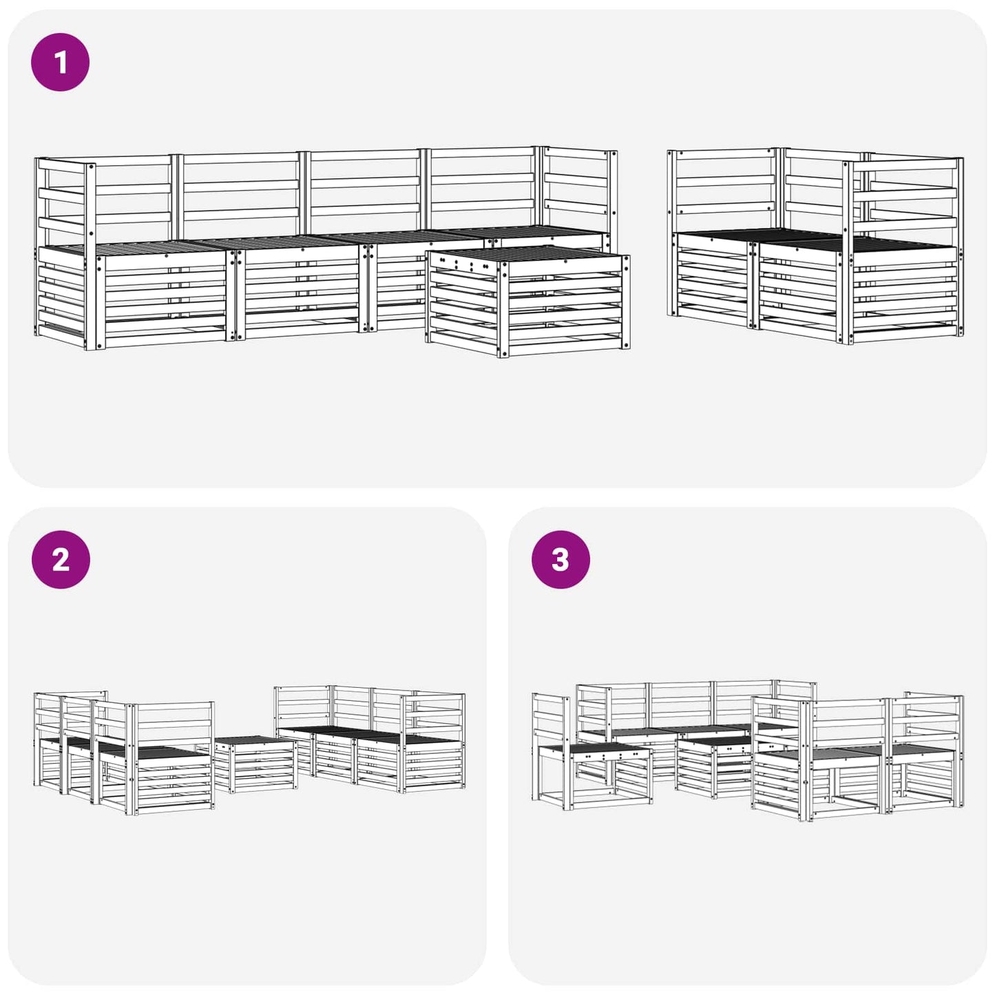 Utendørs sofa-sett 7 pcs Hvit Solid akasietre