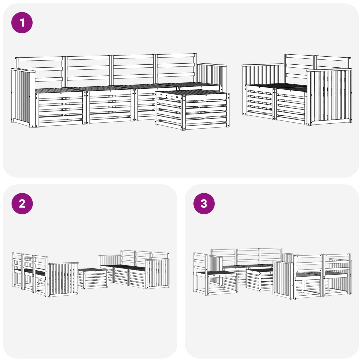 Utendørs sofa-sett 7 pcs Hvit Solid akasietre