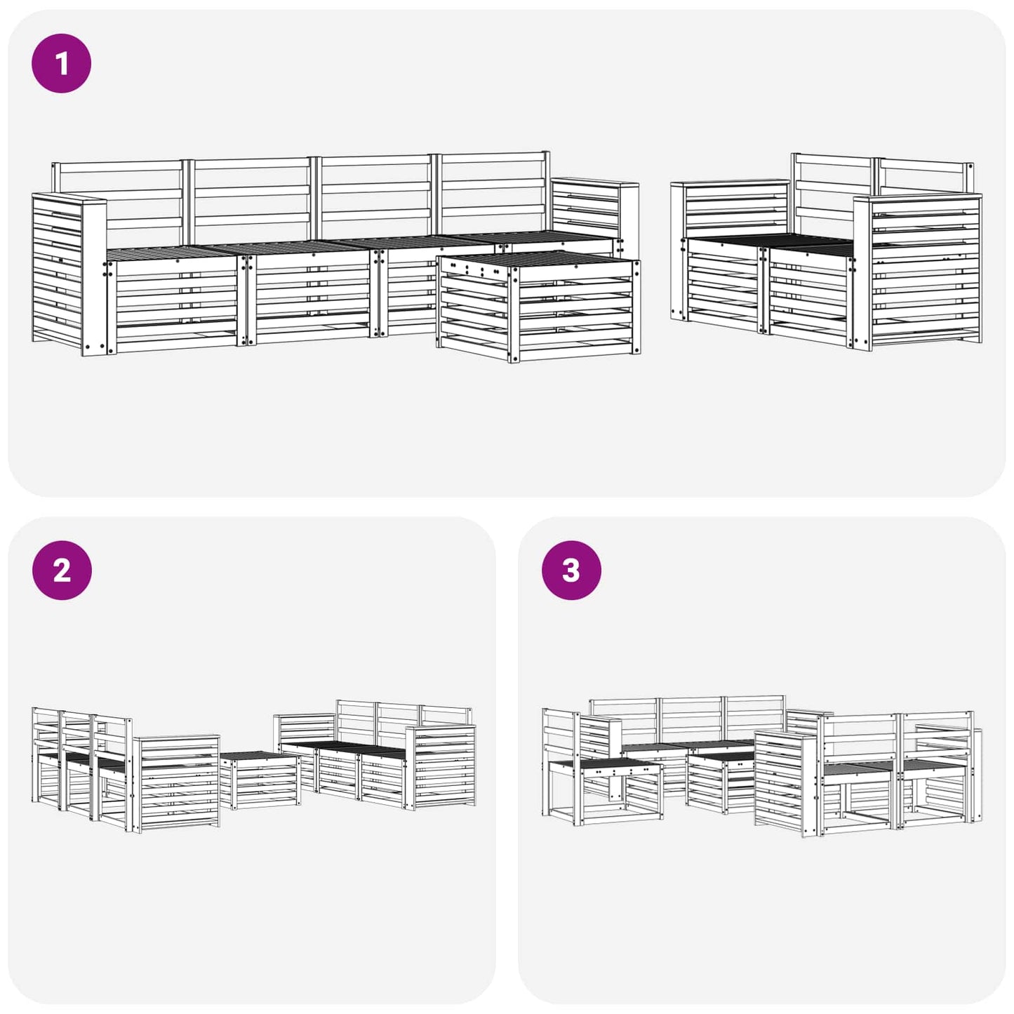 Utendørs sofa-sett 7 pcs Hvit Solid akasietre