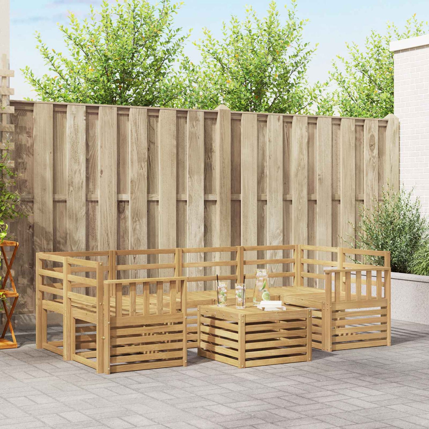 Utendørs sofa-sett 7 pcs Hvit Solid akasietre