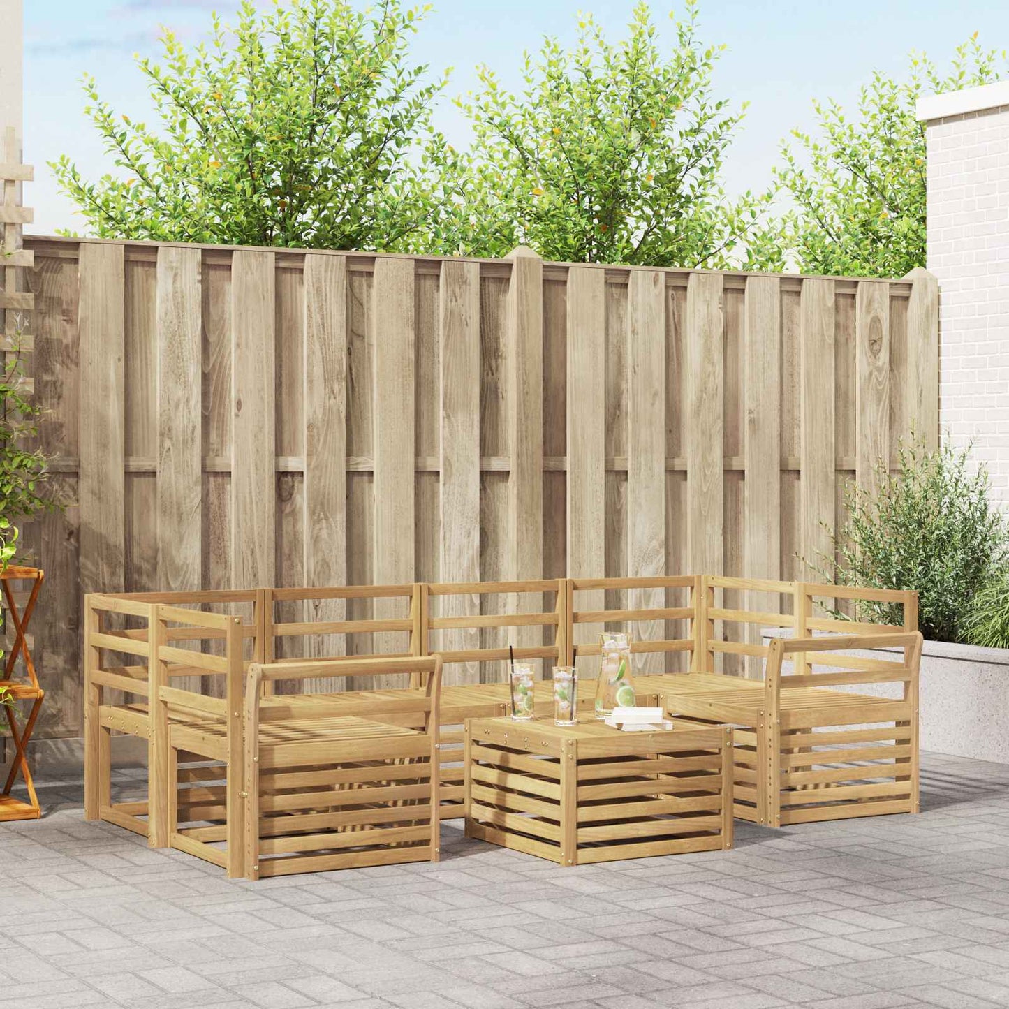 Utendørs sofa-sett 7 pcs Hvit Solid akasietre