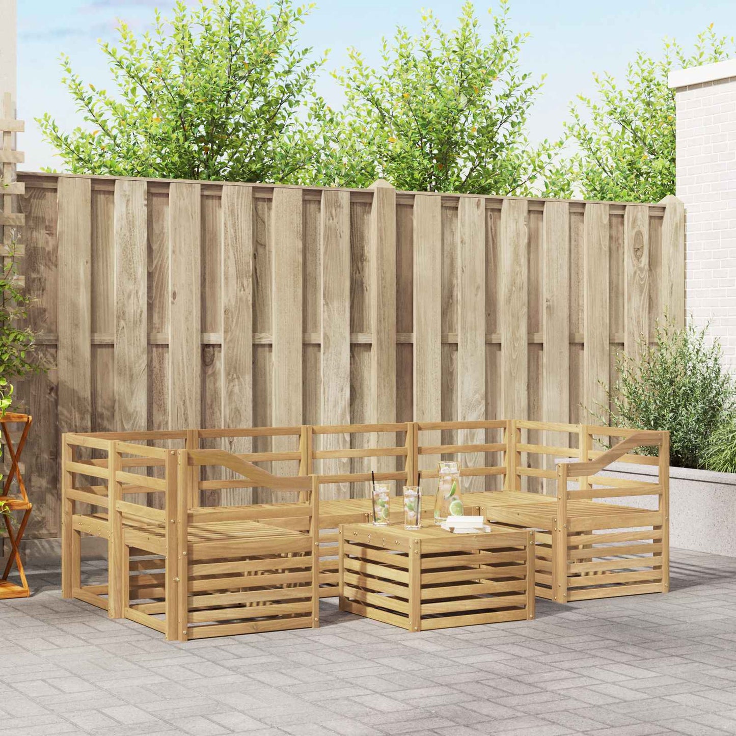 Utendørs sofa-sett 7 pcs Hvit Solid akasietre