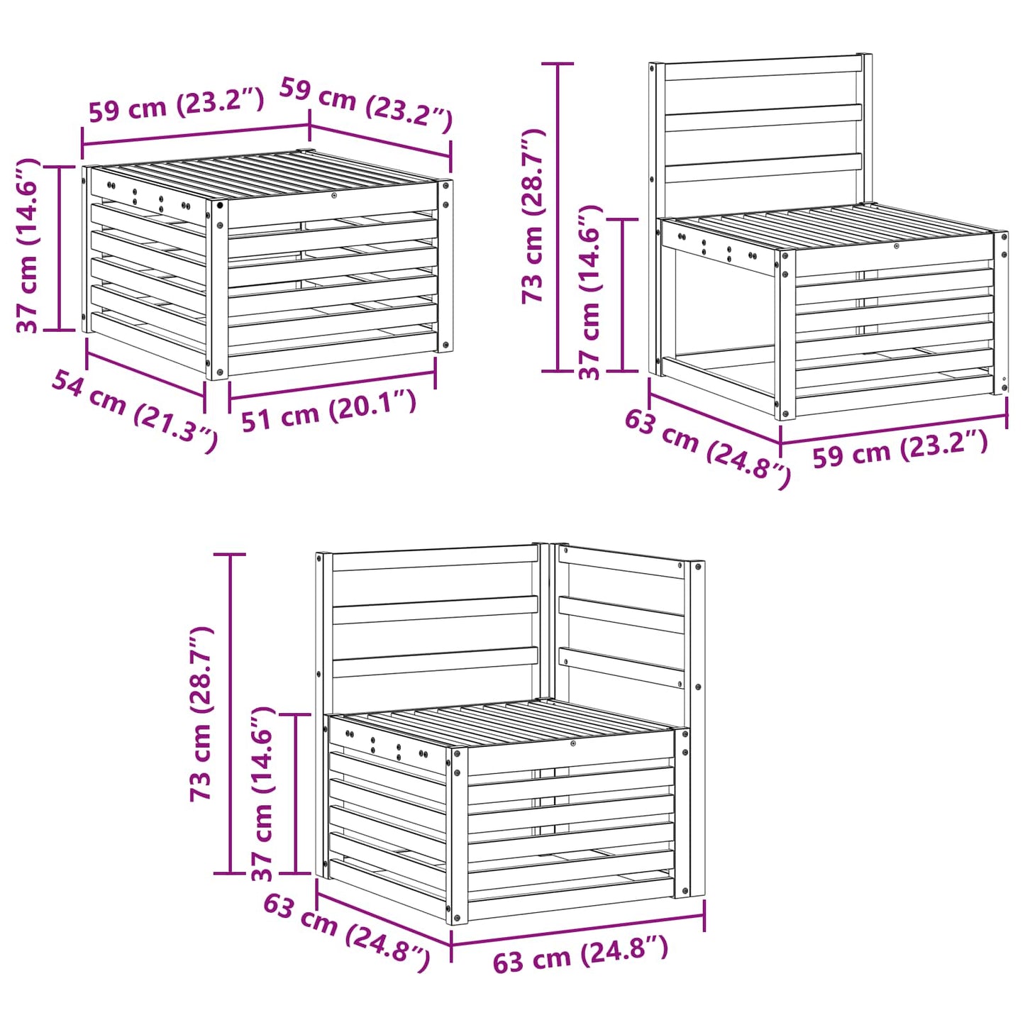 Utendørs sofa-sett 8 pcs Hvit Solid akasietre