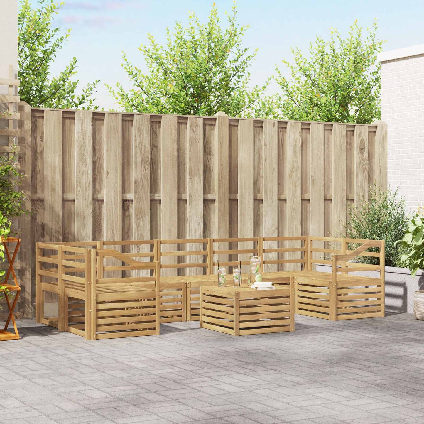 Utendørs sofa-sett 8 pcs Hvit Solid akasietre
