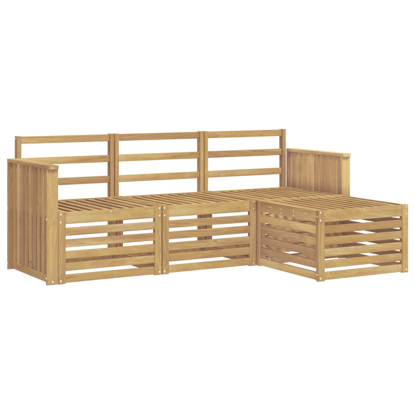Utendørs sofa-sett 4 stk. Hvit Solid akasietre