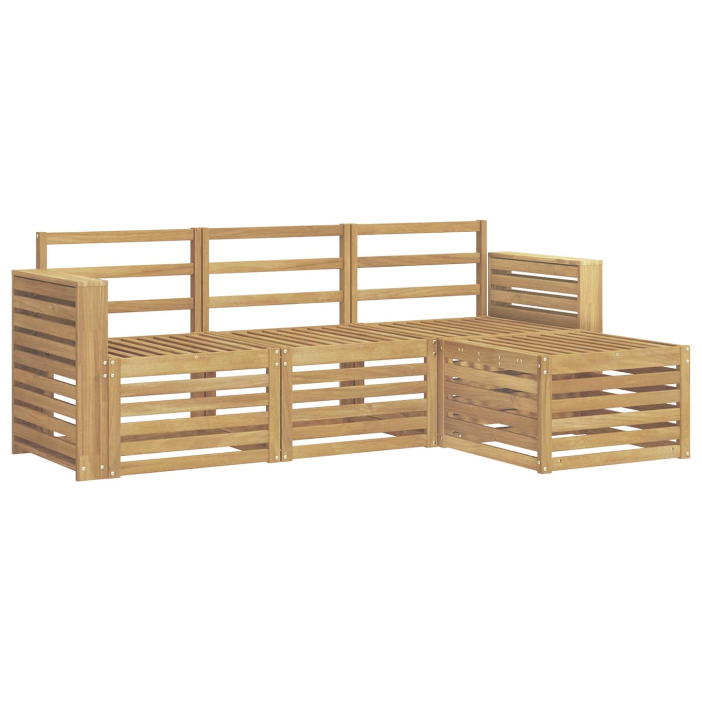 Utendørs sofa-sett 4 stk. Hvit Solid akasietre