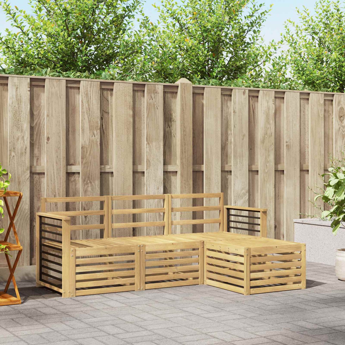 Utendørs sofa-sett 4 pcs Hvit Solid akasietre
