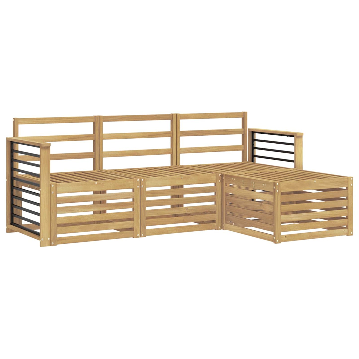 Utendørs sofa-sett 4 pcs Hvit Solid akasietre