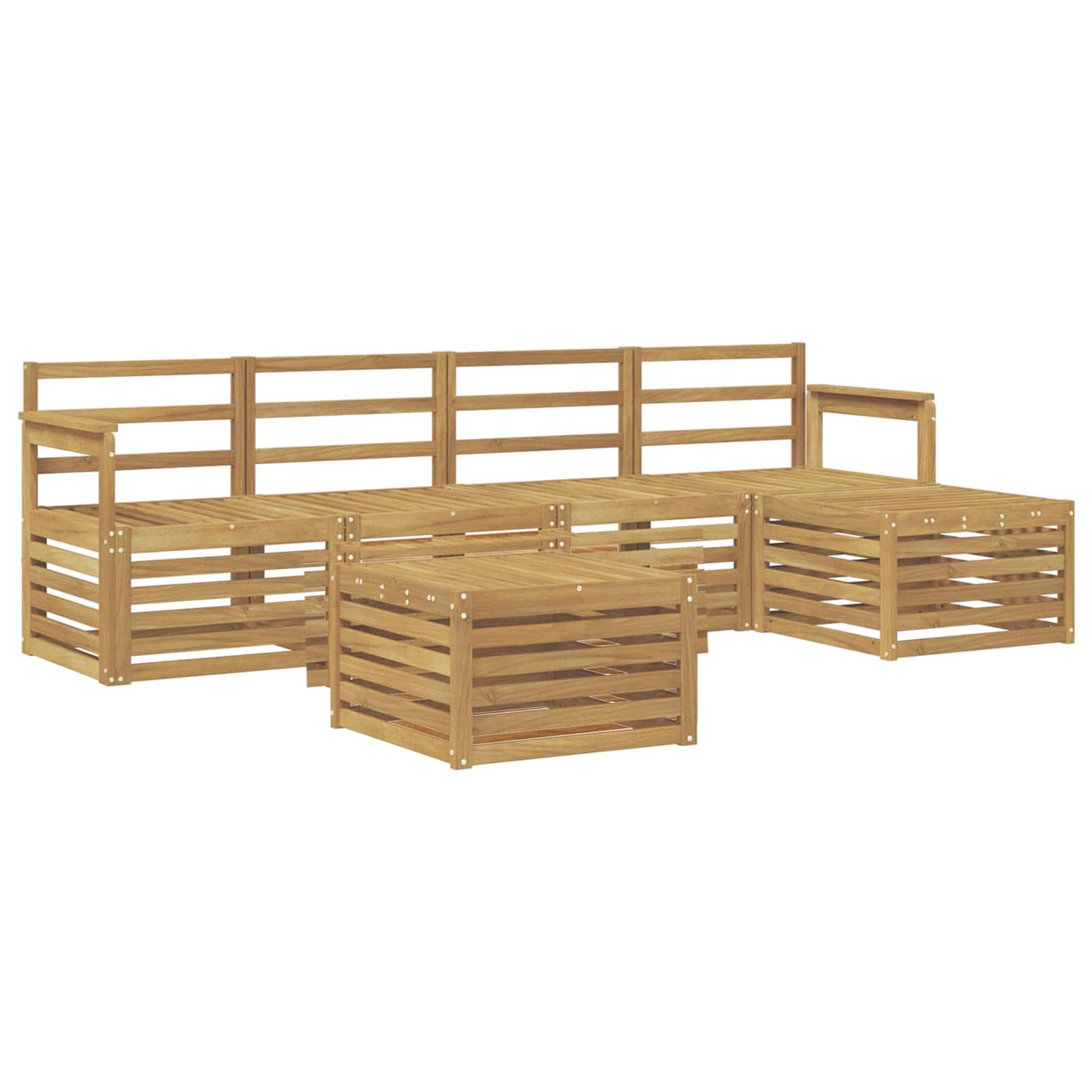 Utendørs sofa-sett 6 pcs Hvit 59 x 59 x 37 cm Solid akasietre