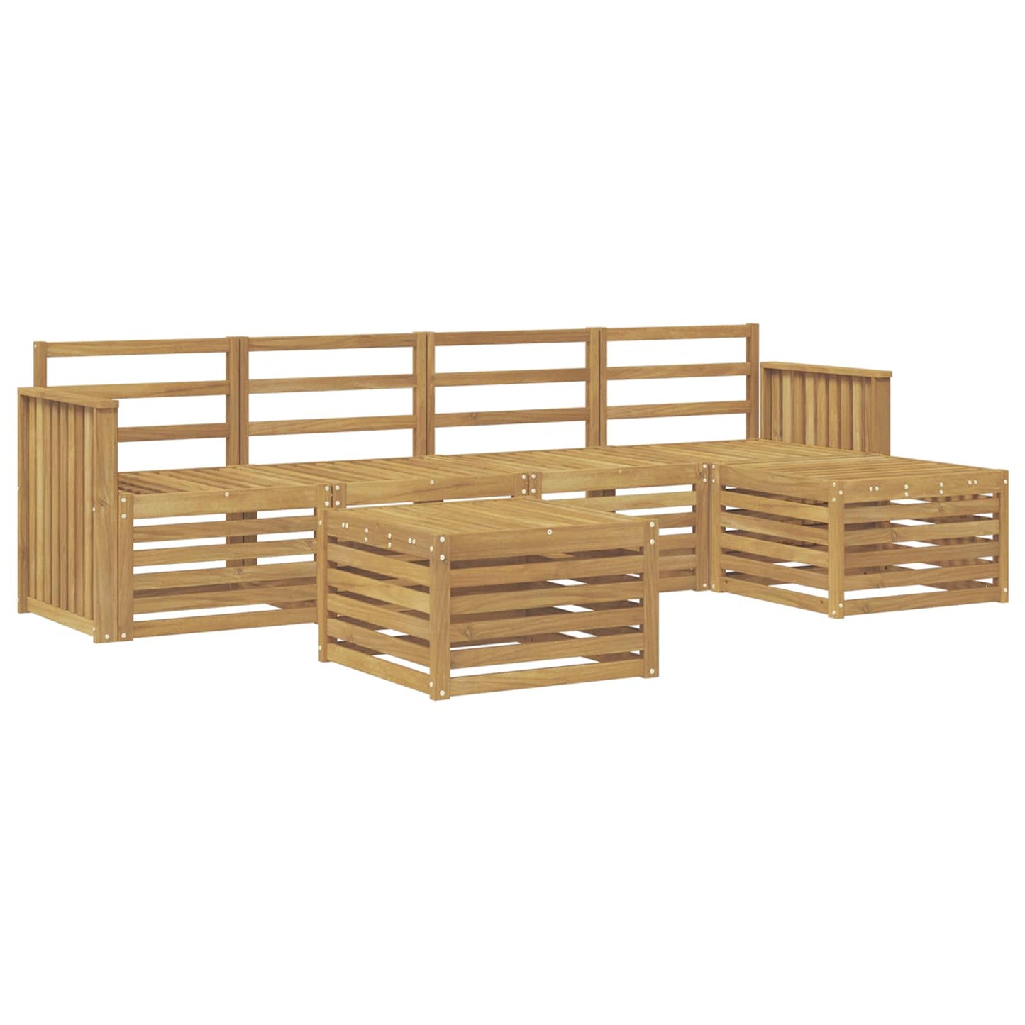 Utendørs sofa-sett 6 stk. Hvit Solid akasietre