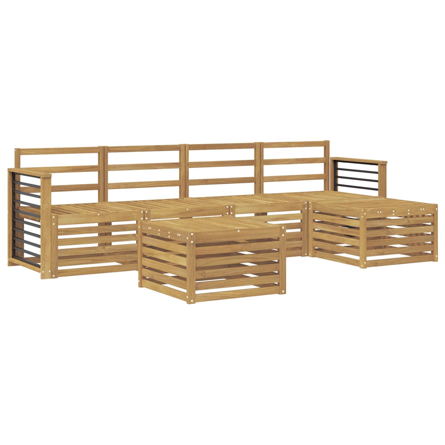 Utendørs sofa-sett 6 pcs Hvit Solid akasietre