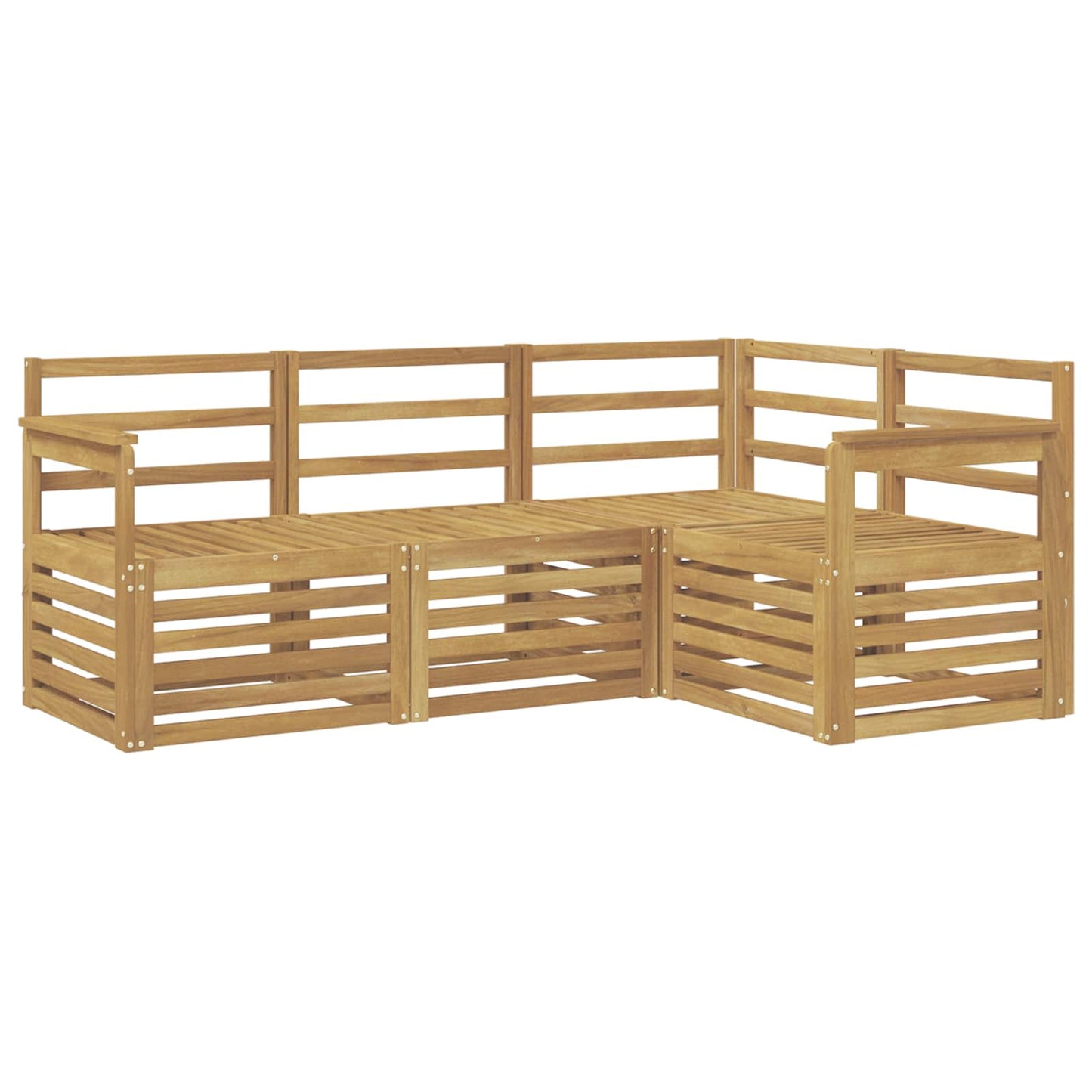 Sofasett 4 pcs Hvit 187,5 x 128,5 x 73 cm Solid akasietre