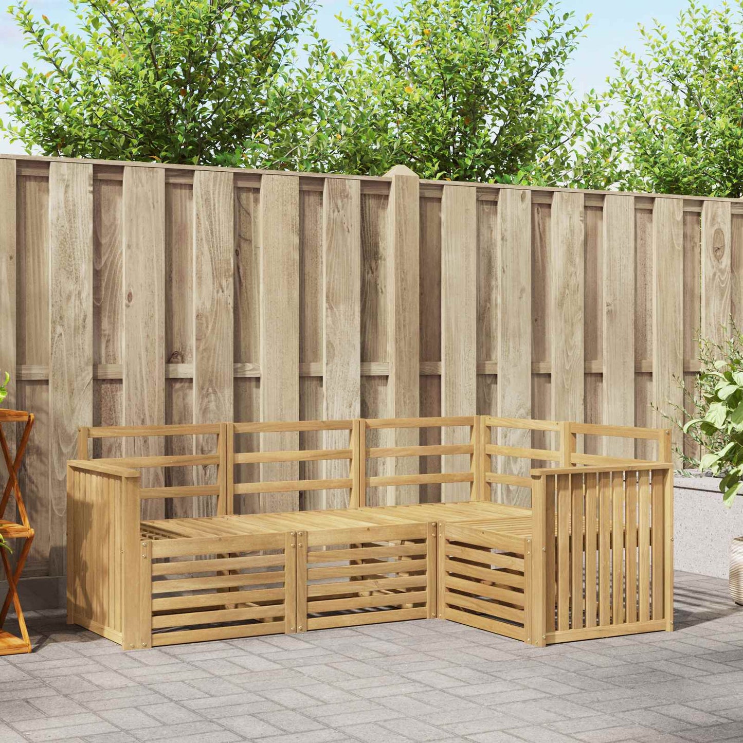 Sofasett 4 pcs Hvit 187,5 x 128,5 x 73 cm Solid akasietre