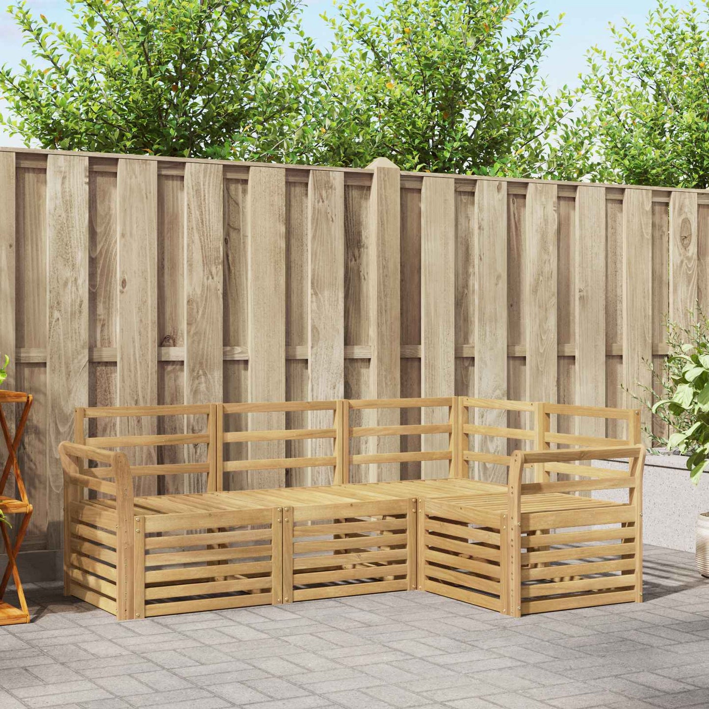 Sofasett 4 pcs Hvit 190 x 130,5 x 73 cm Solid akasietre