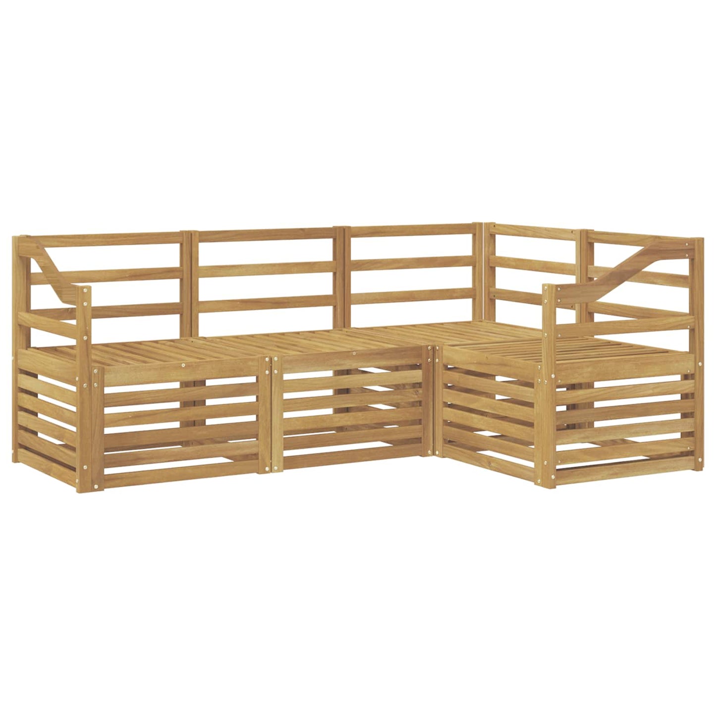 Sofasett 4 pcs Hvit 185,5 x 126,5 x 73 cm Solid akasietre