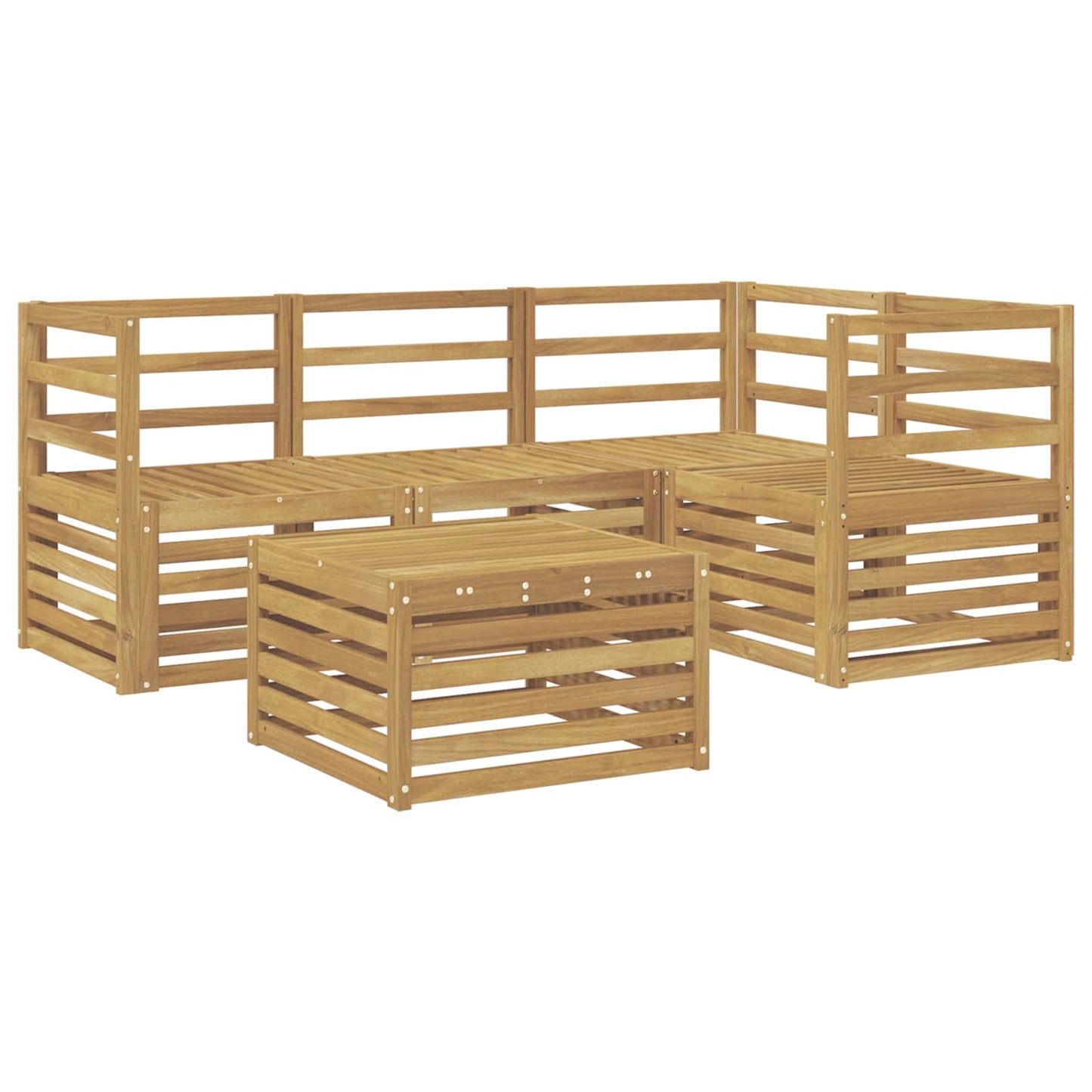 Utendørs sofa-sett 5 pcs Hvit 59 x 59 x 37 cm Solid akasietre