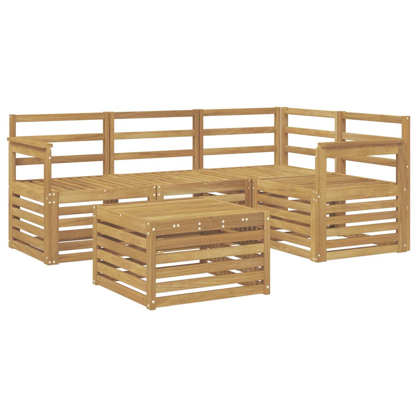 Utendørs sofa-sett 5 pcs Hvit 59 x 59 x 37 cm Solid akasietre