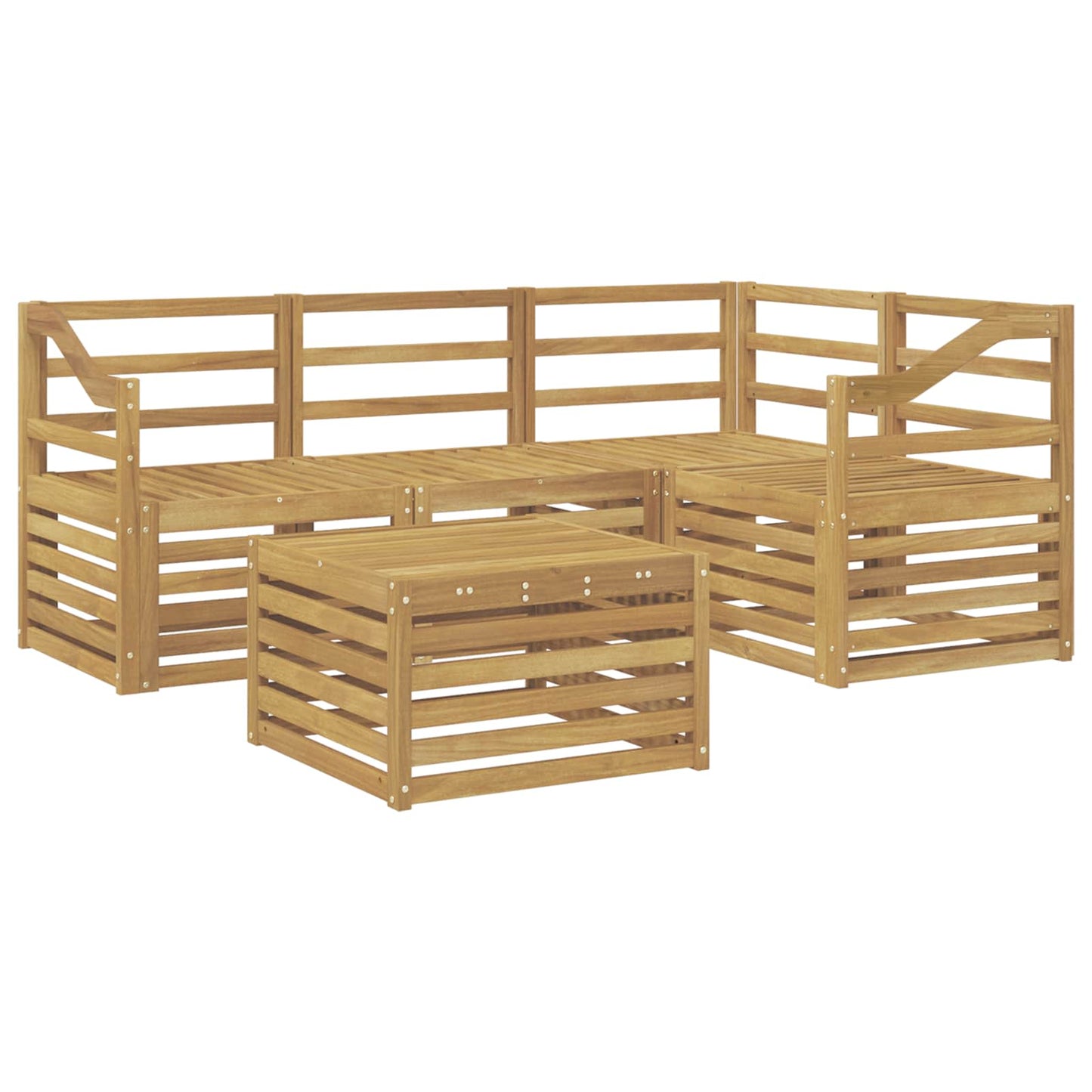 Utendørs sofa-sett 5 pcs Hvit 59 x 59 x 37 cm Solid akasietre