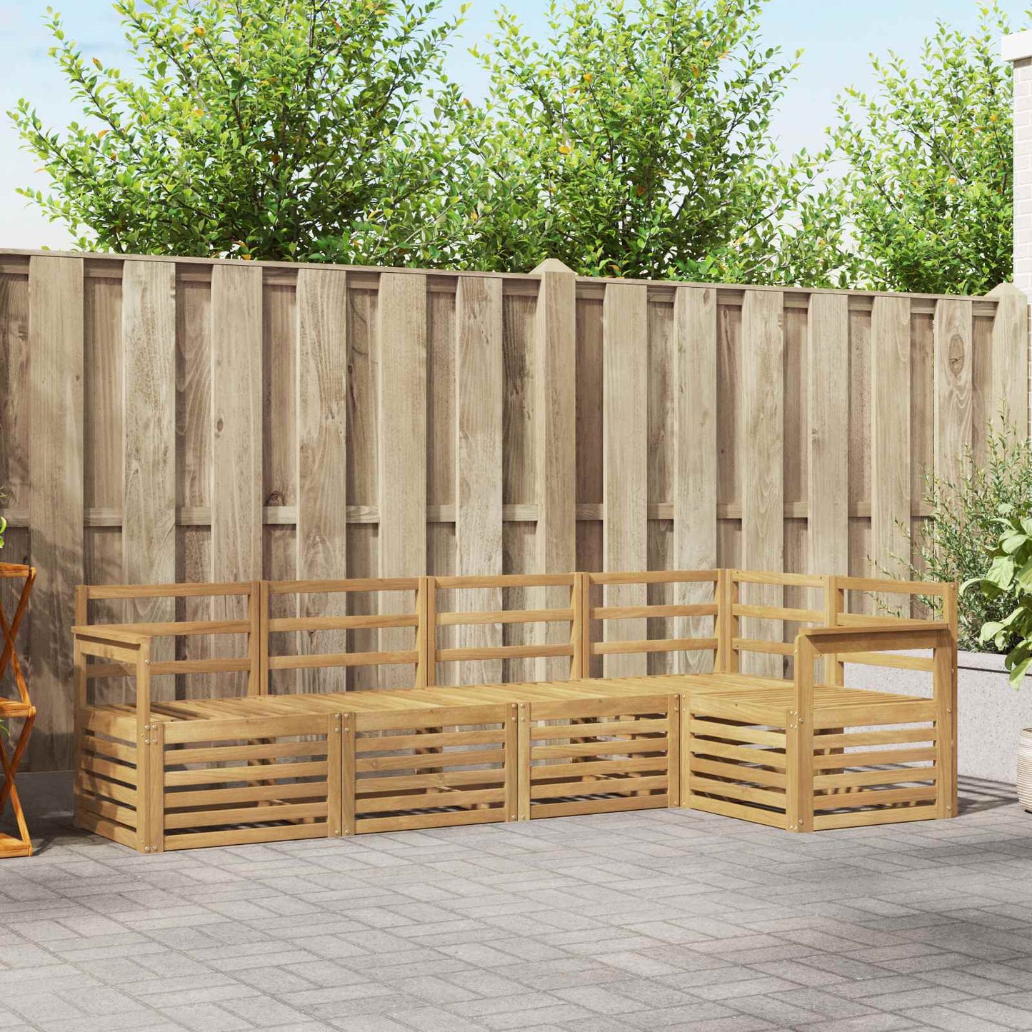 Utendørs sofa-sett 5 pcs Hvit 247 x 128,5 x 73 cm