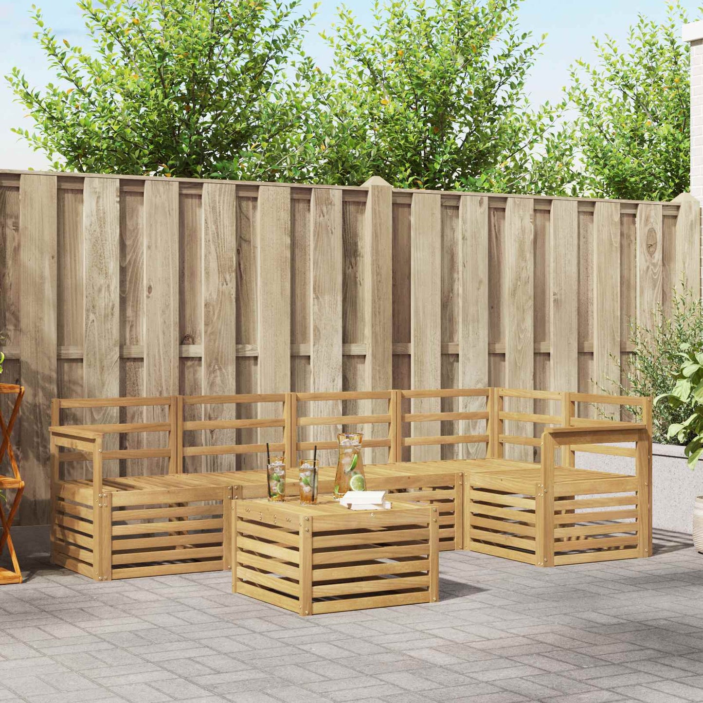 Utendørs sofa-sett 6 pcs Hvit 59 x 59 x 37 cm Solid akasietre