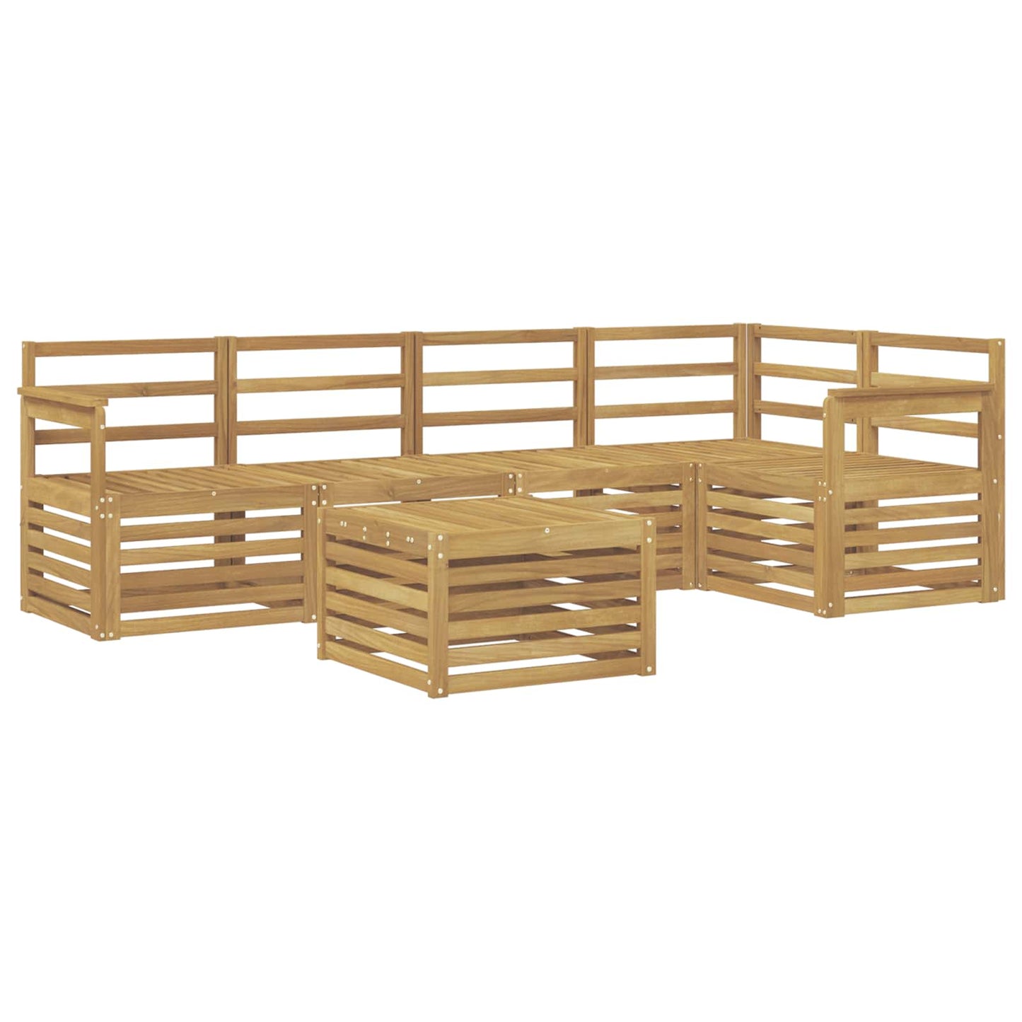 Utendørs sofa-sett 6 pcs Hvit 59 x 59 x 37 cm Solid akasietre