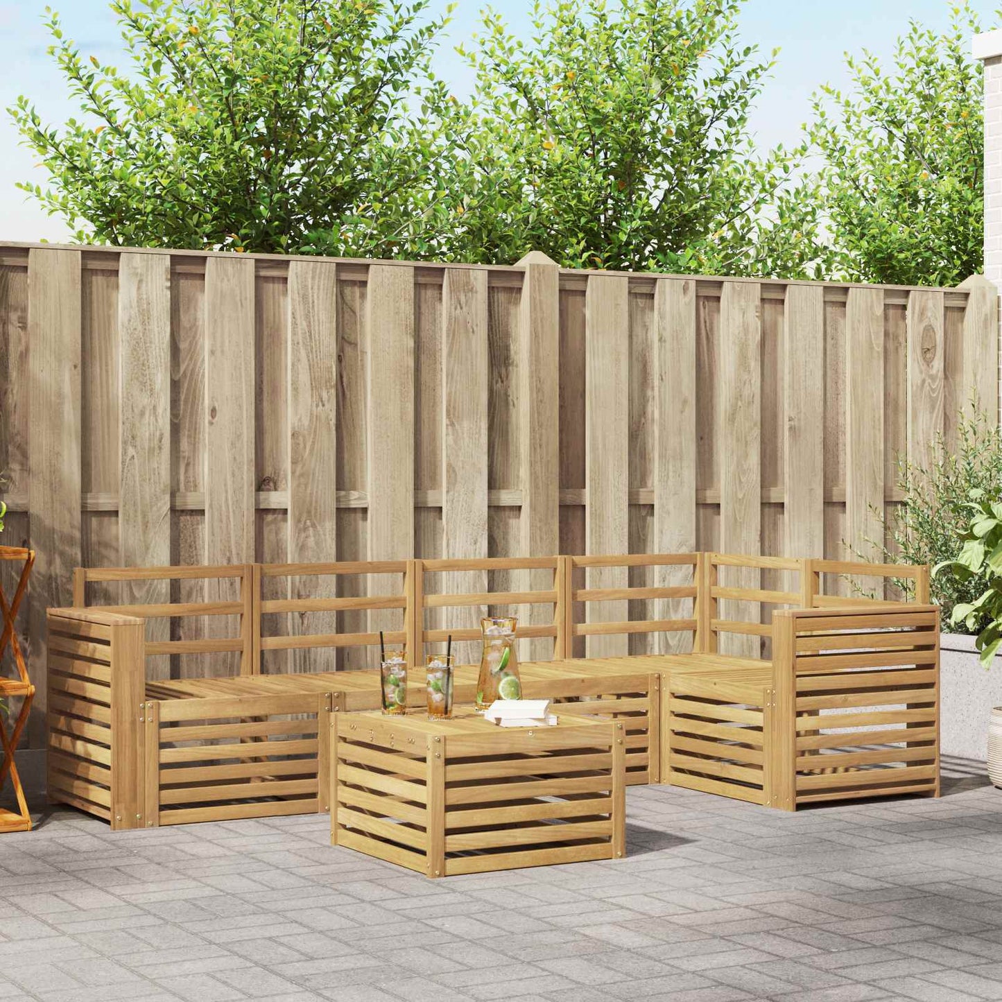 Utendørs sofa-sett 6 pcs Hvit 59 x 59 x 37 cm Solid akasietre