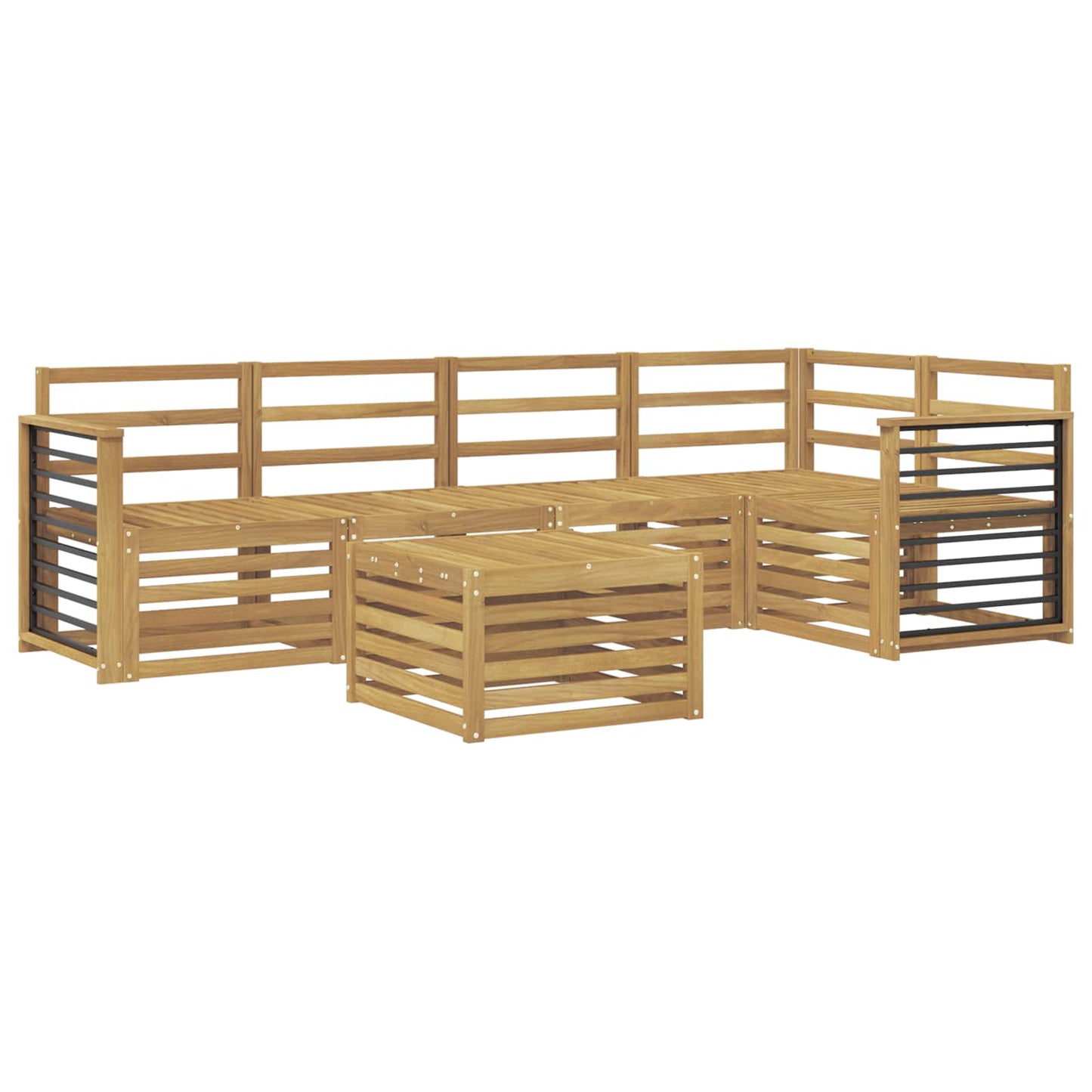Utendørs sofa-sett 6 pcs Hvit 59 x 59 x 37 cm Solid akasietre