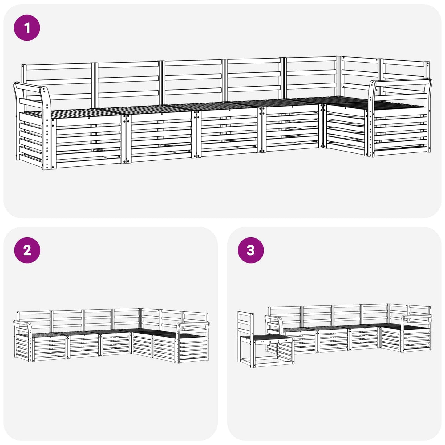 Utendørs sofa-sett 6 pcs Hvit 308 x 130,5 x 73 cm