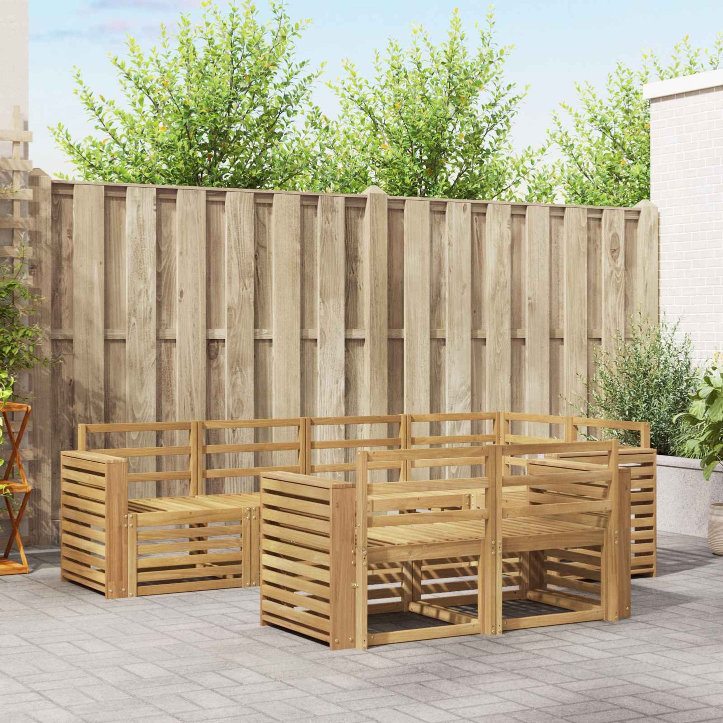 Utendørs sofa-sett 7 pcs Hvit 251 x 132,5 x 73 cm