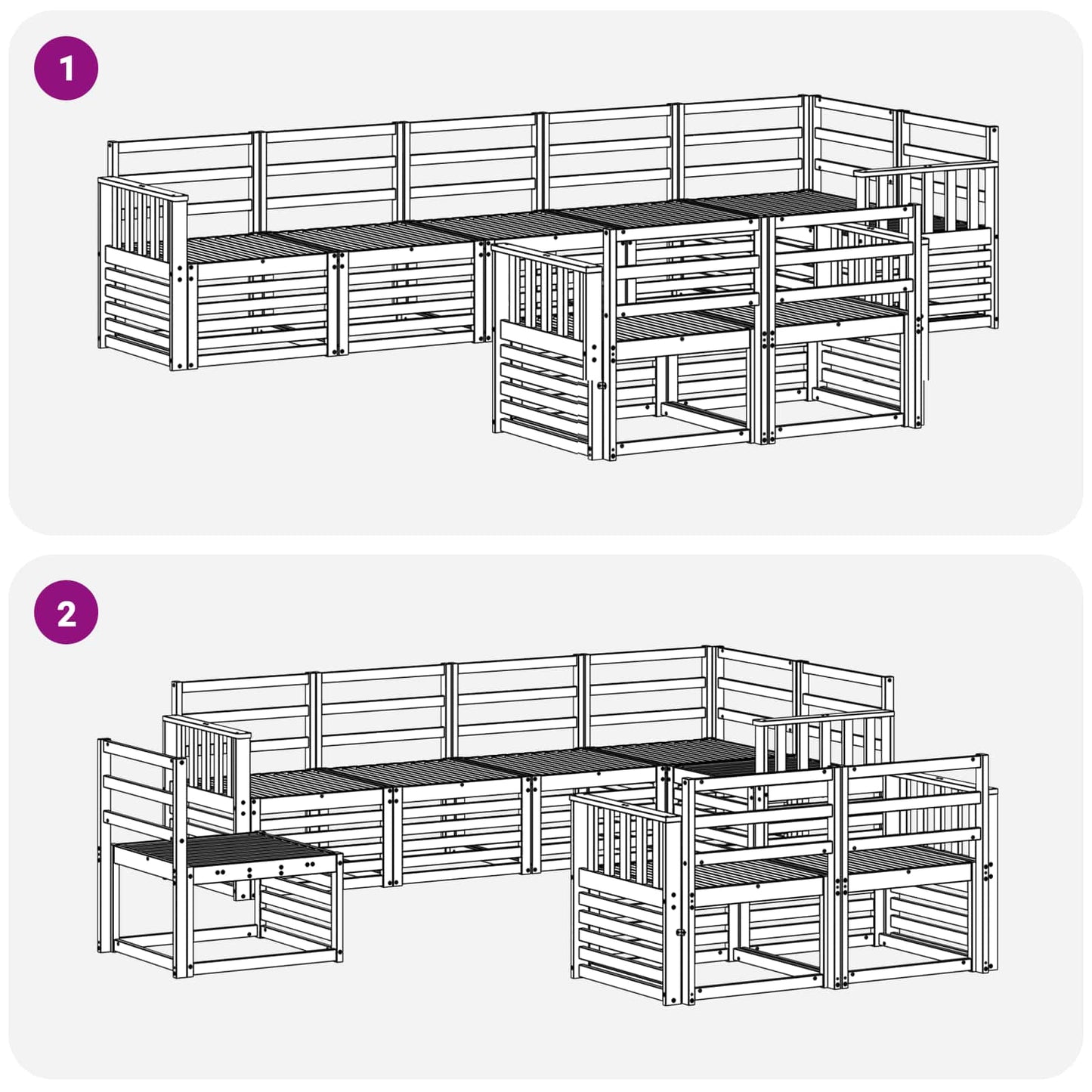 Utendørs sofa-sett 8 pcs Hvit 306 x 128,5 x 73 cm