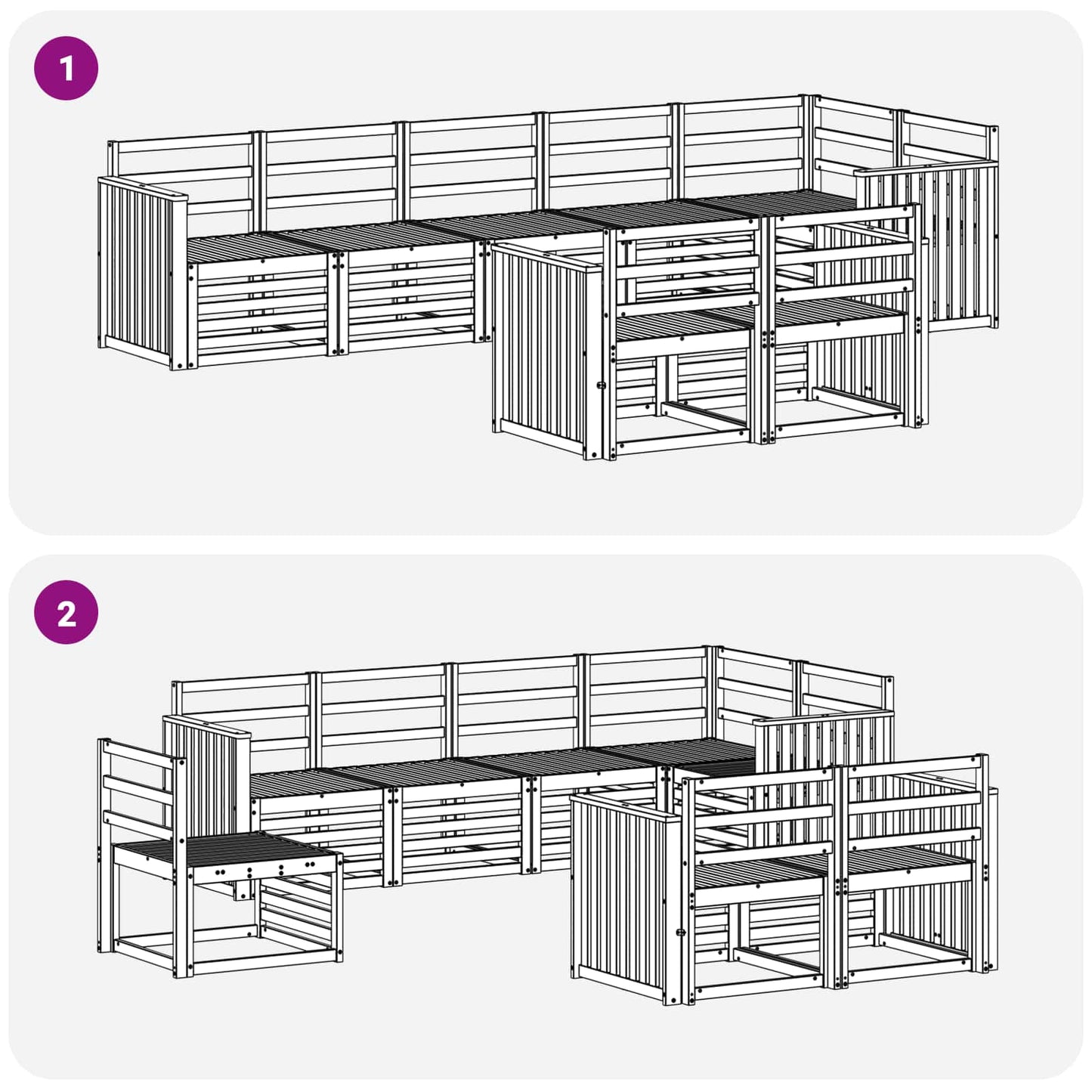 Utendørs sofa-sett 8 pcs Hvit 306 x 128,5 x 73 cm