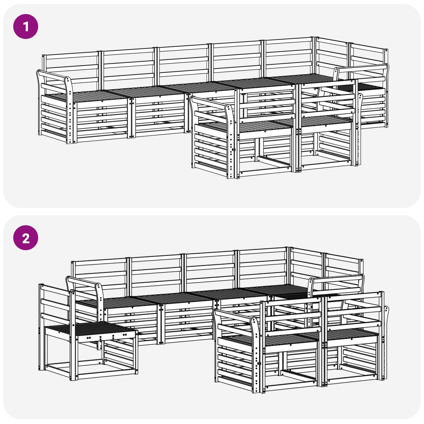 Utendørs sofa-sett 8 pcs Hvit 308 x 130,5 x 73 cm