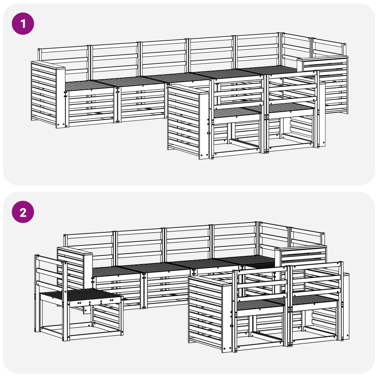 Utendørs sofa-sett 8 pcs Hvit 310 x 132,5 x 73 cm