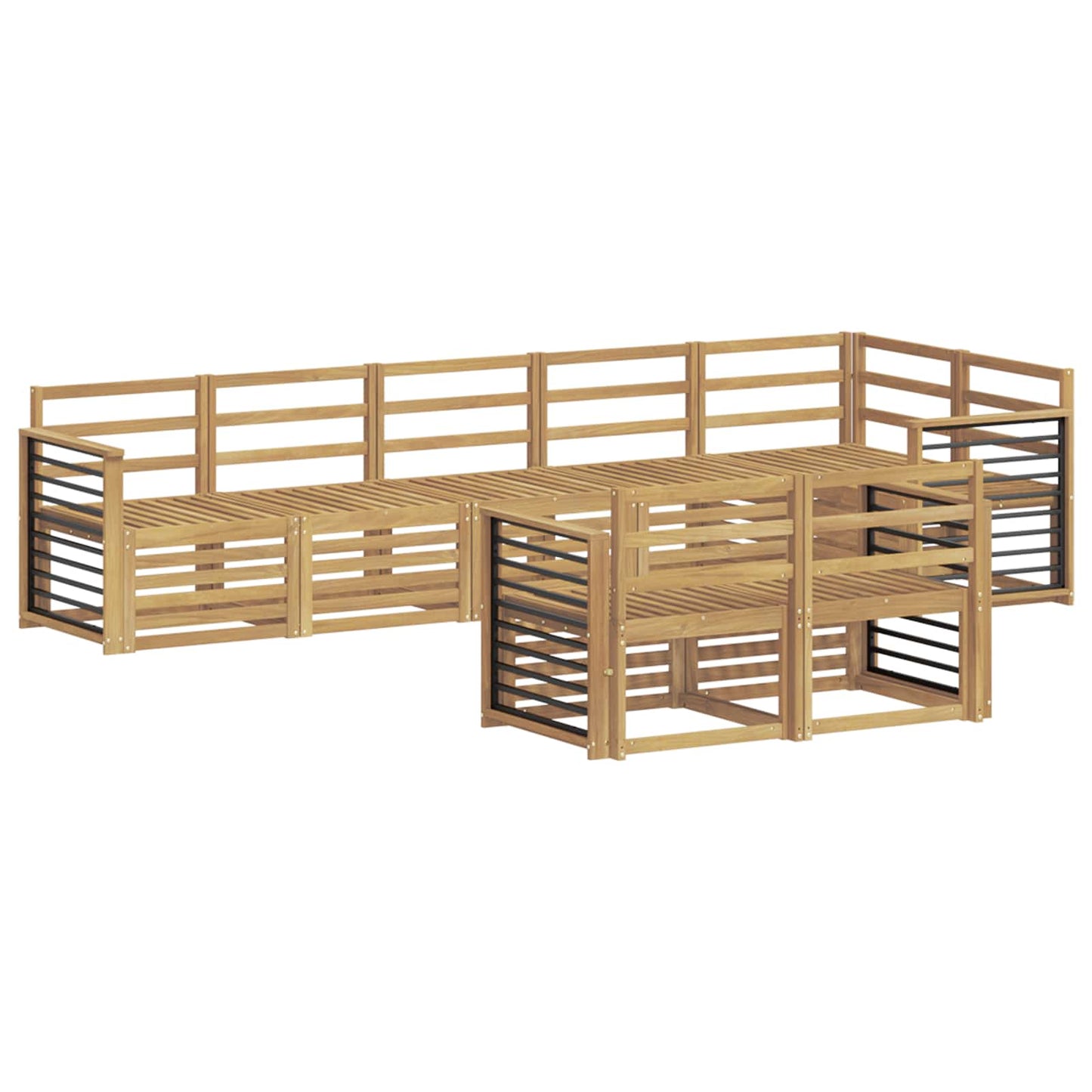 Utendørs sofa-sett 8 pcs Hvit 306 x 128,5 x 73 cm