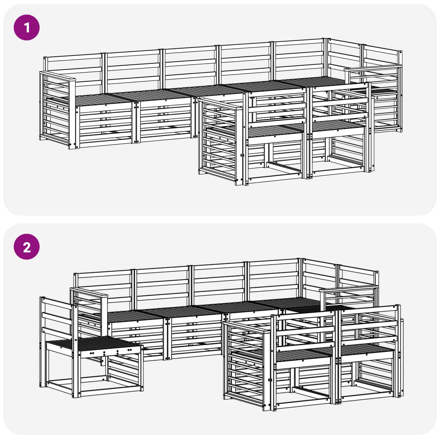 Utendørs sofa-sett 8 pcs Hvit 306 x 128,5 x 73 cm